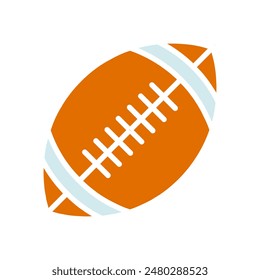 American football set icon. Brown oval ball, white stripes, black outline, sports equipment, game, competition, recreation, team sport.