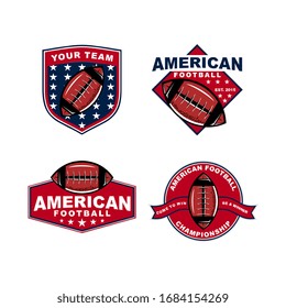 American Football Set Logo Vorlage Vektorillustration bunt