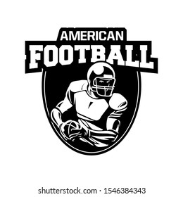 american football shield badge emblem logo in black and white