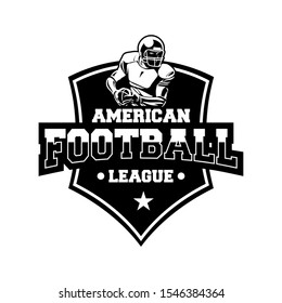 american football shield badge emblem logo league in black and white