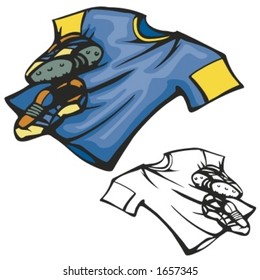 American football shirt and boots. Vector illustration