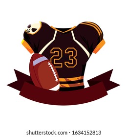 american football shirt with ribbon on white background vector illustration design