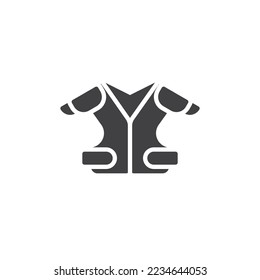 American football shoulder pads vector icon. filled flat sign for mobile concept and web design. Rugby shoulder pads glyph icon. Symbol, logo illustration. Vector graphics