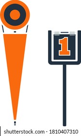 American Football Sideline Markers Icon. Flat Color Design. Vector Illustration.