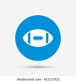 American football sign icon. Team sport game symbol. Blue circle button with icon. Vector