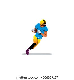 American football sign. A player running with the ball. Vector Illustration.