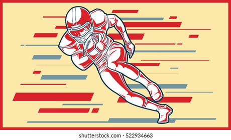 American football sign. A player running with the ball. Vector Illustration.