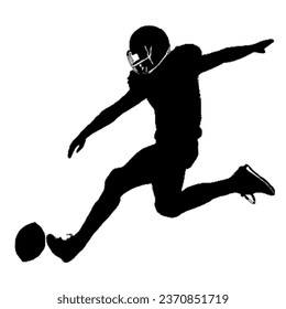 american football silhouette player kicking the ball.