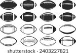 American football silhouette, Rugby ball silhouette, Football silhouette,  Sports ball silhouette, American football, American football vector