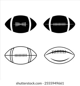 American football silhouette, Rugby ball silhouette, Football silhouette, Sports ball silhouette, American football, American football vector EPS 10.