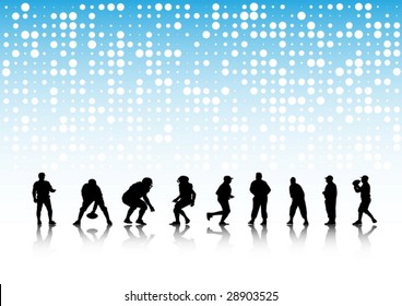 American football silhouettes