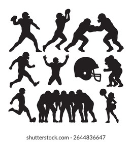American Football Silhouettes Players, Helmet, and Cheerleader, football, silhouettes, players, helmet, cheerleader, lover, graphics, passion, excitement, victory, skill, determination, strength, team