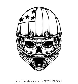 American Football Skull With Helmet 