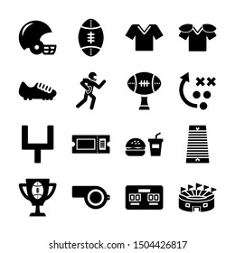 american football solid icons vetor design