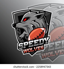 American Football Speedy Wolves Animal Logo Sport Club Team Badge