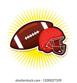 american football sport ball and helmet