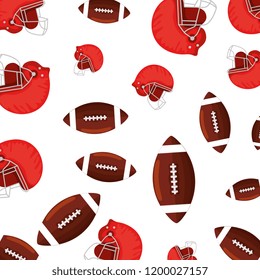 american football sport ball and helmet pattern