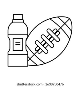 american football sport balloon with bottle drink vector illustration design