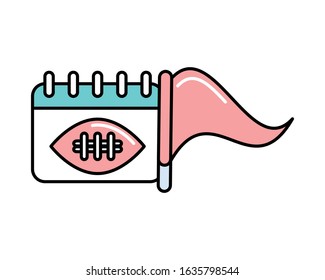 american football sport balloon in calendar with flag vector illustration design