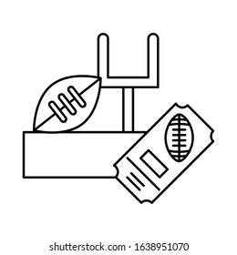 american football sport balloon with goal camp arch and ticket vector illustration