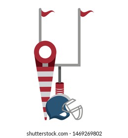 american football sport game competition equipment field and player uniform objects cartoon vector illustration graphic design