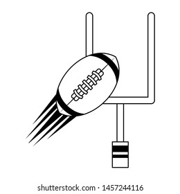 american football sport game goal post with ball cartoon vector illustration graphic design