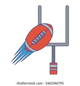 american football sport game goal post with ball cartoon vector illustration graphic design