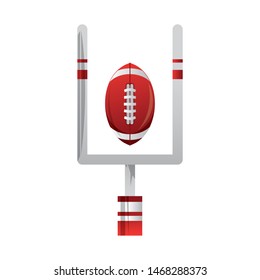 american football sport game goal post with ball cartoon vector illustration graphic design