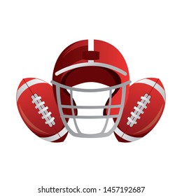 american football sport game helmet with balls cartoon vector illustration graphic design