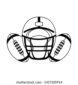 american football sport game helmet with balls cartoon vector illustration graphic design