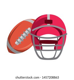 american football sport game helmet with ball cartoon vector illustration graphic design