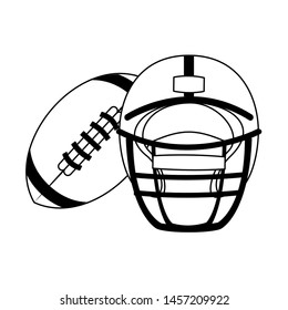 american football sport game helmet with ball cartoon vector illustration graphic design