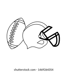 american football sport game, helmet with ball cartoon vector illustration graphic design