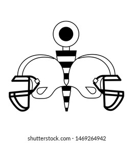 american football sport game, helmets with sideline markers cartoon vector illustration graphic design