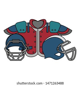 american football sport game, helmets with shouldedr pads cartoon vector illustration graphic design