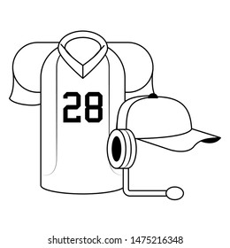 american football sport game, jersey player uniform and game hat with microphone cartoon vector illustration graphic design