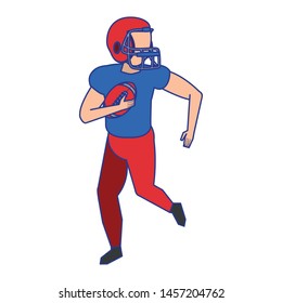 american football sport game player training with ball and wearing helmet cartoon vector illustration graphic design