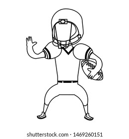 american football sport game, player champion man playing in offense position with ball cartoon vector illustration graphic design