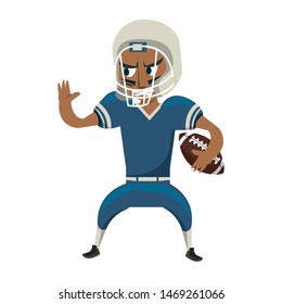 american football sport game, player champion man playing in offense position with ball cartoon vector illustration graphic design