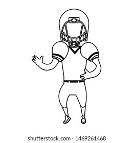 american football sport game, player champion man playing in offense position cartoon vector illustration graphic design