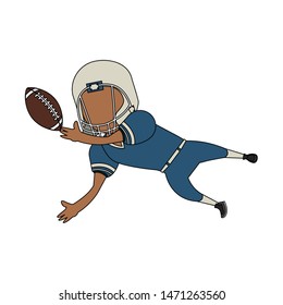 american football sport game, player champion man playing in offense position with ball cartoon vector illustration graphic design