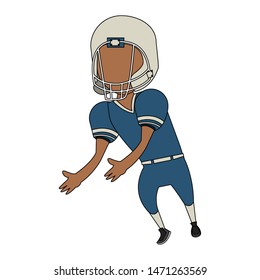 american football sport game, player champion man playing in offense position cartoon vector illustration graphic design