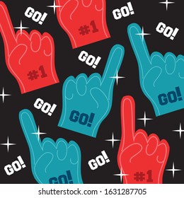 american football sport gloves number one pattern vector illustration design