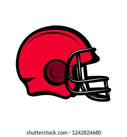 American football sport helmet isolated on white background. Design element for emblem, sign, poster, badge, t shirt. Vector illustration