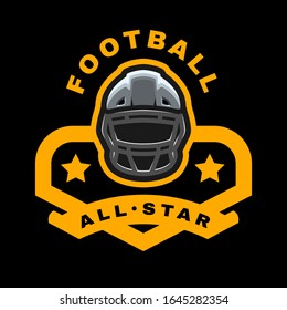 American football. Sport logo, emblem on a dark background.