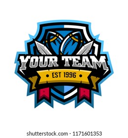 American FootBall Sport Logo. Rugby Sport Team. American Football Logo. Rugby Badge Logo. Rugby Sport Logo. Abstract Vector Illustration Eps.10