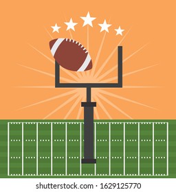 american football sport poster with balloon and goal camp arch vector illustration