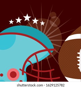 american football sport poster with balloon and helmet vector illustration design