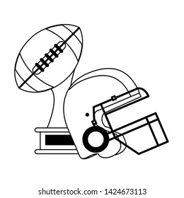 American football sport trophy cup and helmet cartoon vector illustration graphic design