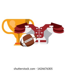 American football sport trophy cup and armour with ball cartoon vector illustration graphic design